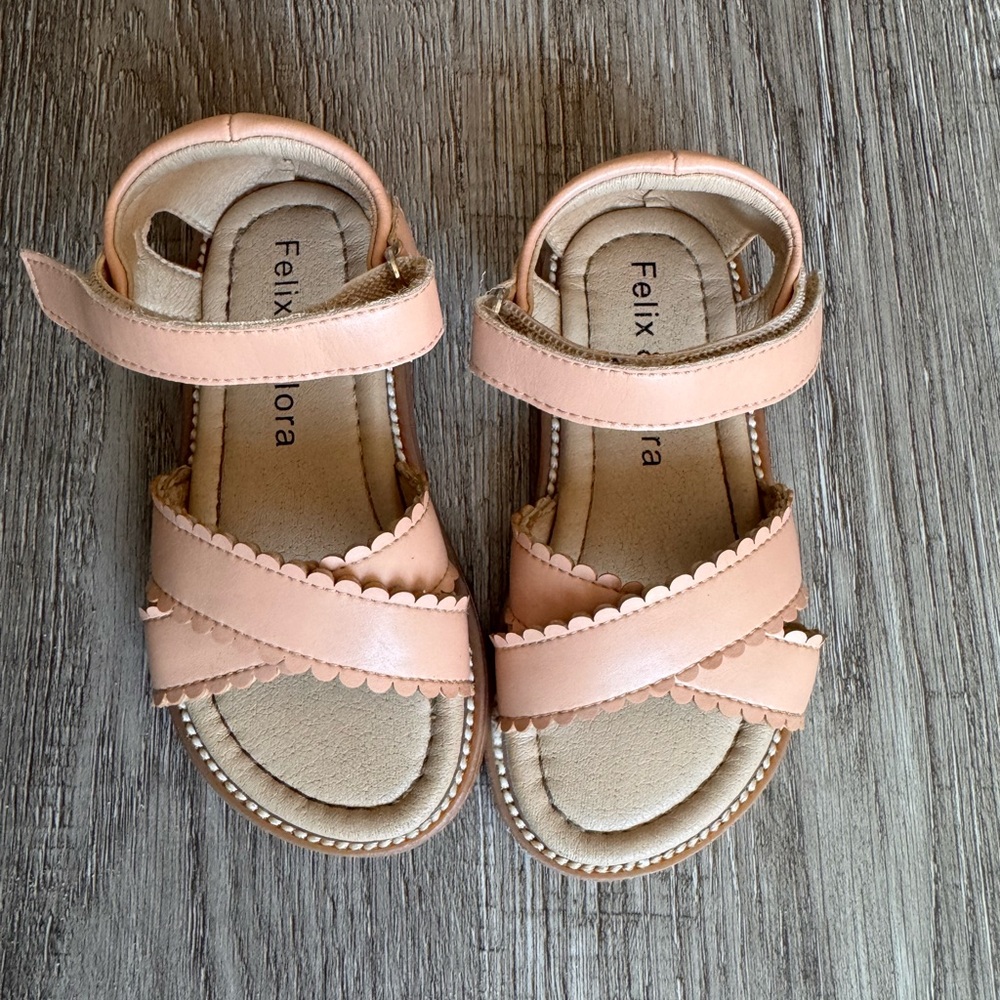 Felix & Flora Pink/Nude Toddler Girl Sandals - Open Toe Summer Flats